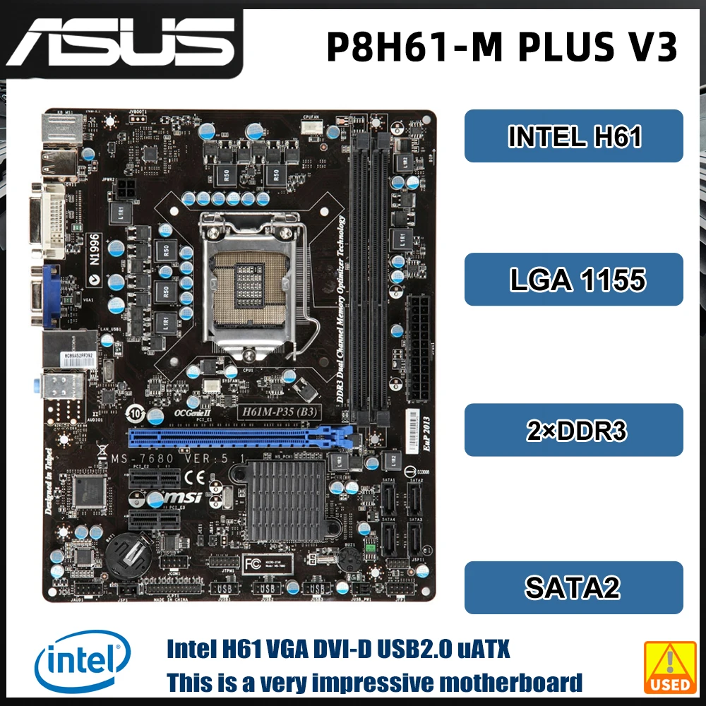 Msi N1996 Motherboard Ram Type LGA 1155 Motherboard MSI H61M-P35