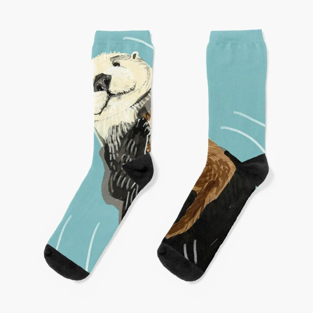 

Alaska sea otter mom and baby Socks Sports Stockings compression happy Girl'S Socks Men's