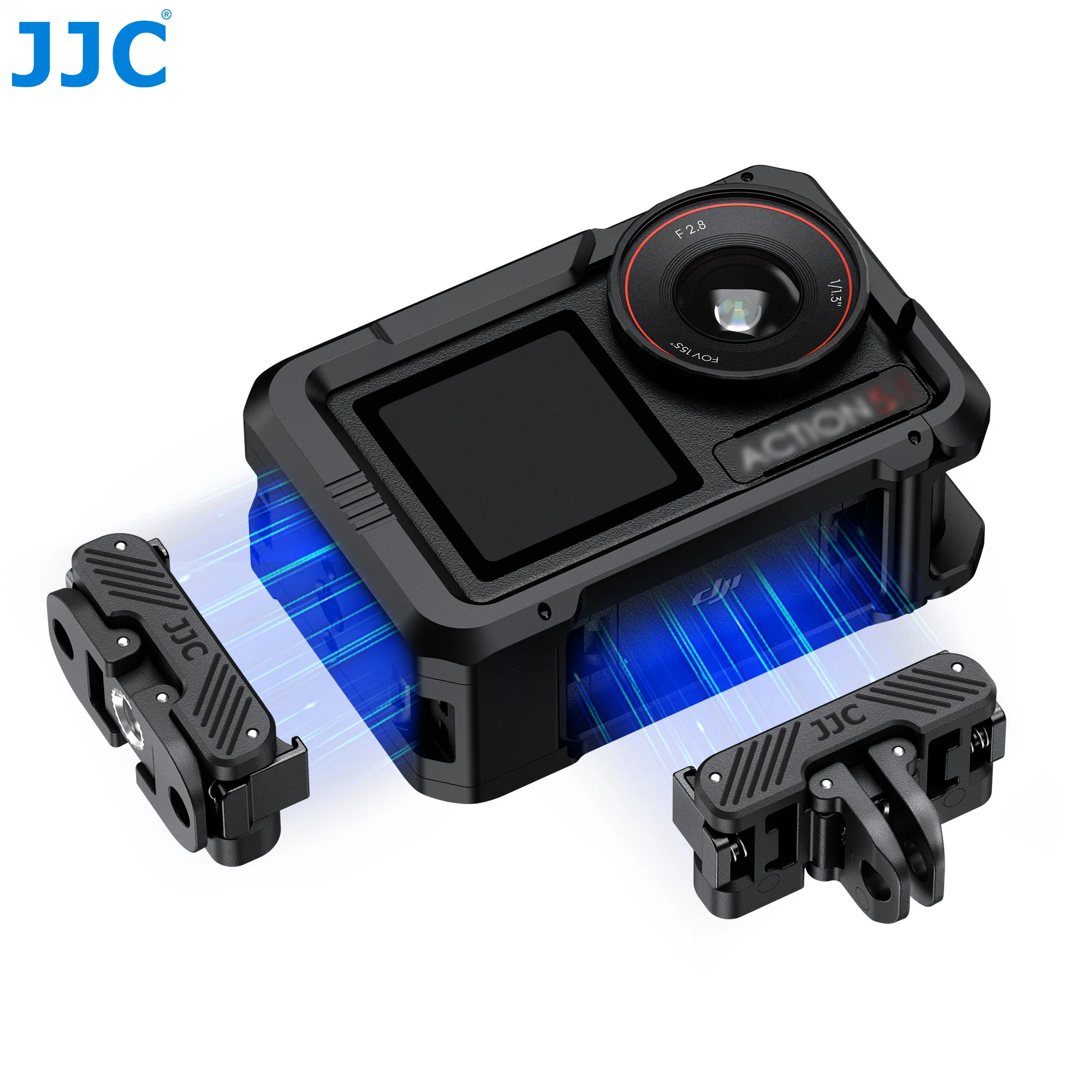 JJC Leichte magnetische Schnellwechsel-Adapterbasis für DJI Osmo Action 5 Pro 4 3, faltbare Schnellwechsel-Montagebasis mit zwei Klauen
