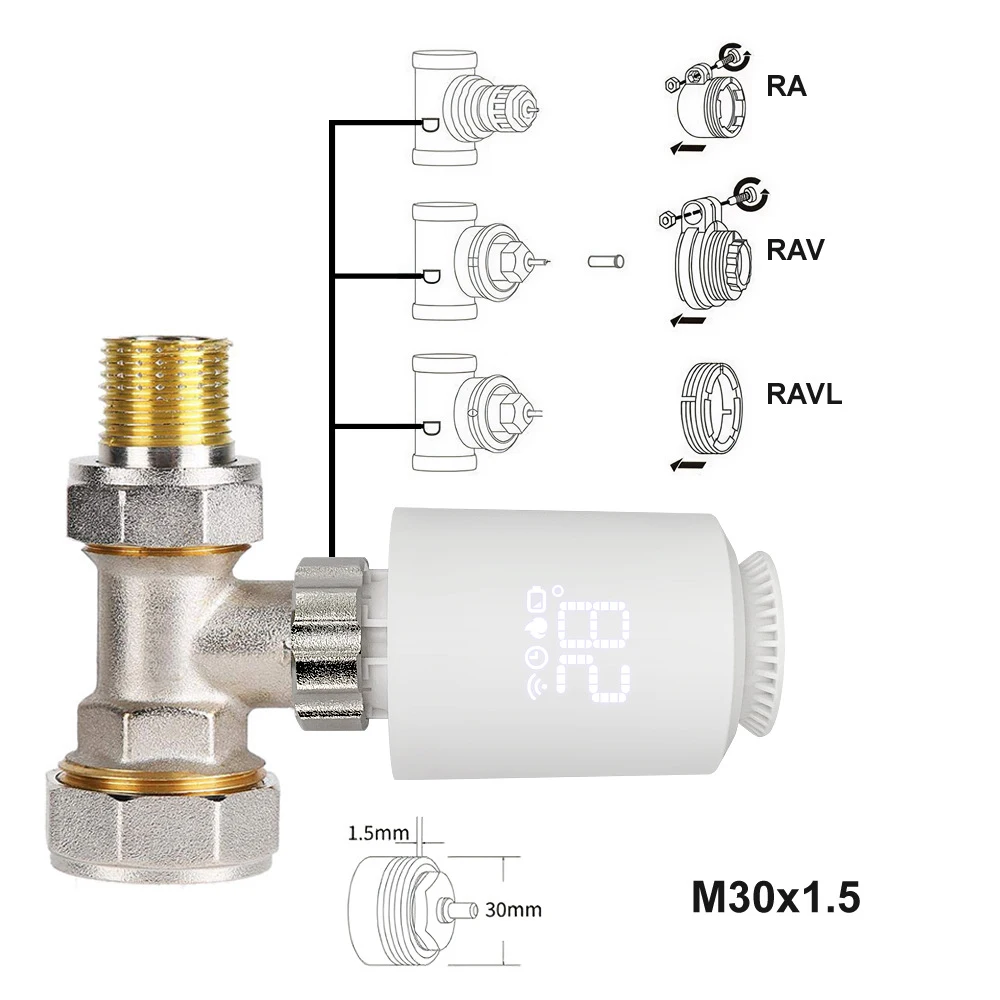 Electric Thermostat, Thermostatic Radiator Valve-Tuya Zigbee Thermostatic Radiator Valves Wireless App Control Heating Thermostat