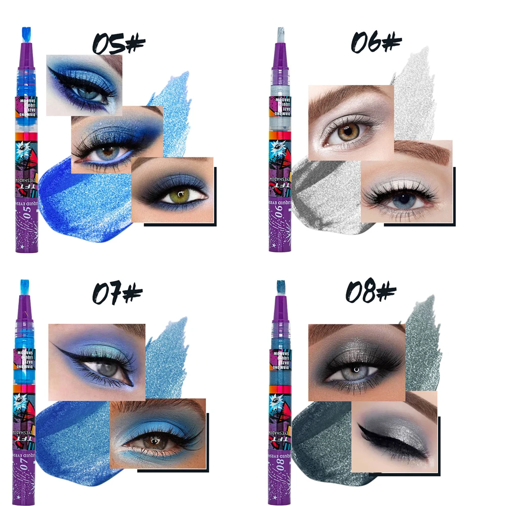Glitzernder Lidschatten Stift Liquid Highlighter Wischfest Glanz_voghion.com