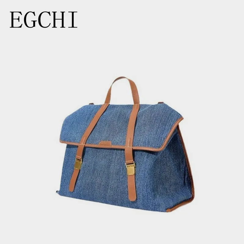 

Новый роскошный дизайнерский Джинсовый Рюкзак EGCHI, сумка через плечо для женщин, портативный портфель, лето 2024