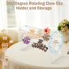 Acrylic Claw Clip Organizer 360 Degree Rotating Claw Clip Storage Rack Transparent Hair Clip Organizer Display Stand for Vanity 3
