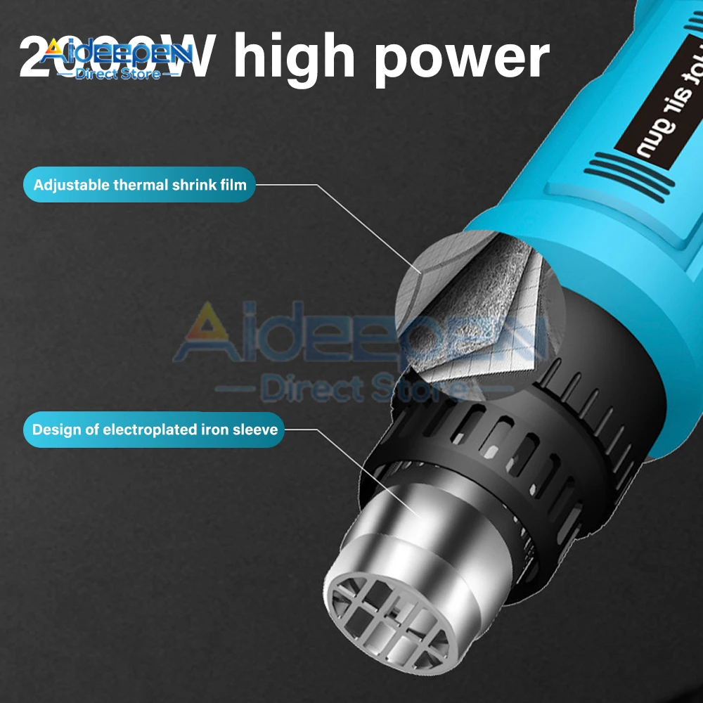 2000W Electric Hot Air Gun 220V 110V Industrial Dual Wind speed Temperature controlled Building Hair Dryer Heat Gun Nozzle 4