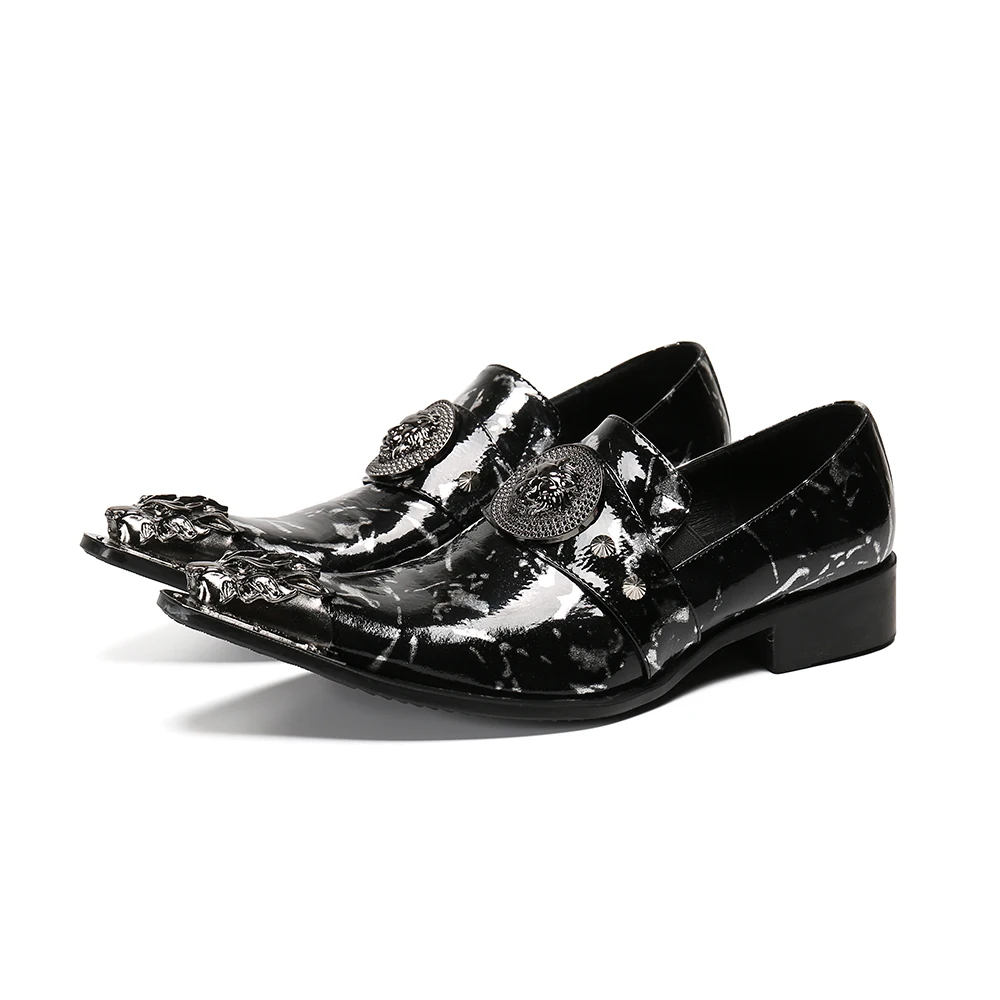 

Wholesale Black Business Shoes Handmade steel-toed formal Men'S Shoes Slip on Genuine Leather Dress ShoesSize 36-47
