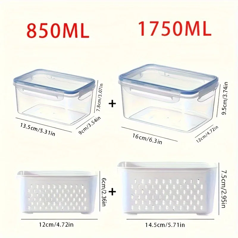 4 unids/set contenedor de almacenamiento, caja de almacenamiento de alimentos multifuncional a prueba de fugas contenedores de almacenamiento de alimentos para cocina