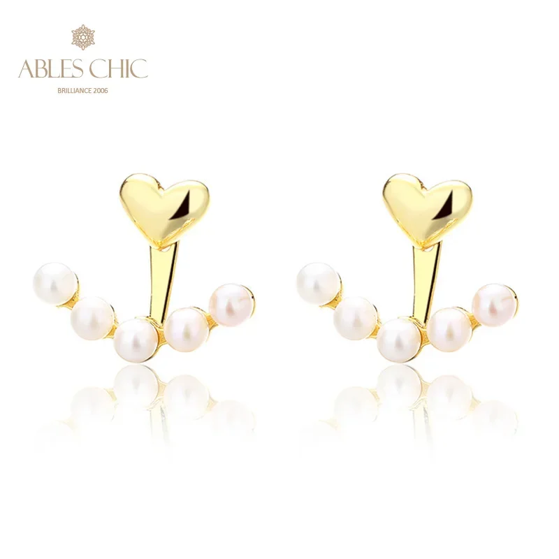 

AC Freshwater Pearls 3.5-4mm Accent Heart and Arrow Detachable Studs 18K Gold Tone Solid 925 Silver Earrings PE1032