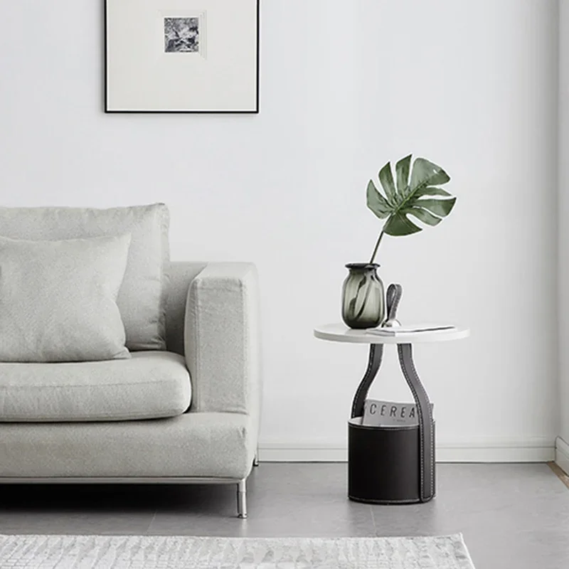 

Design Minimalist Coffee Table Round Aesthetic Black Multi Function Unique Coffee Table Leather Storage Neuble Home Furniture