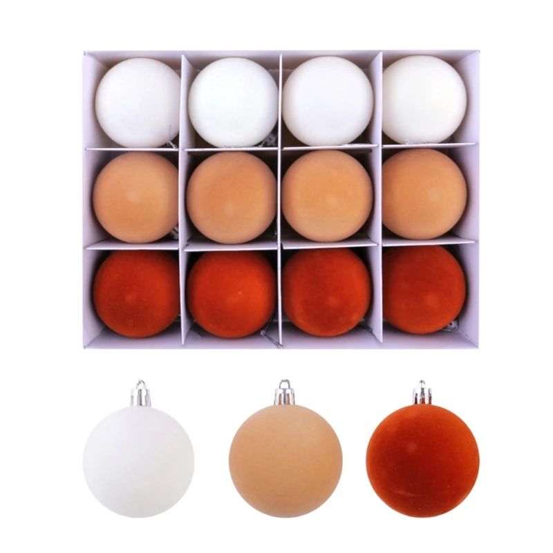 thumbnail image 1 of Juego de 12 bolas navideñas de felpa de 6 cm para colgar en la decoración de temporada, 1 of 5