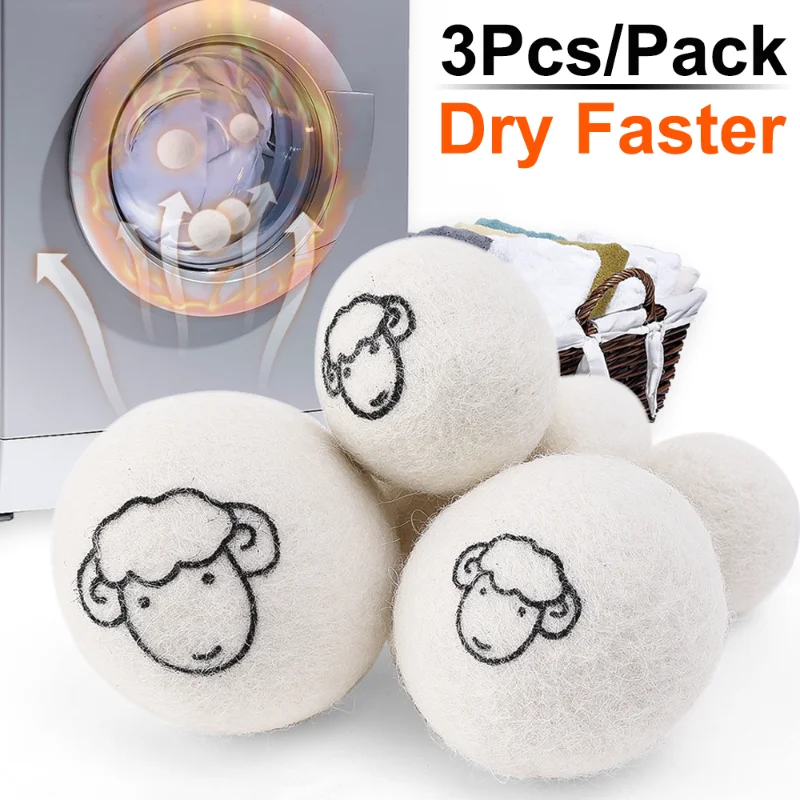 

3/1PCS Reusable Wool Dryer Ball Softener Laundry Home Washing 3/4/5/7cm Fleece Dryer Ball Kit Useful Washing Machine Accessories