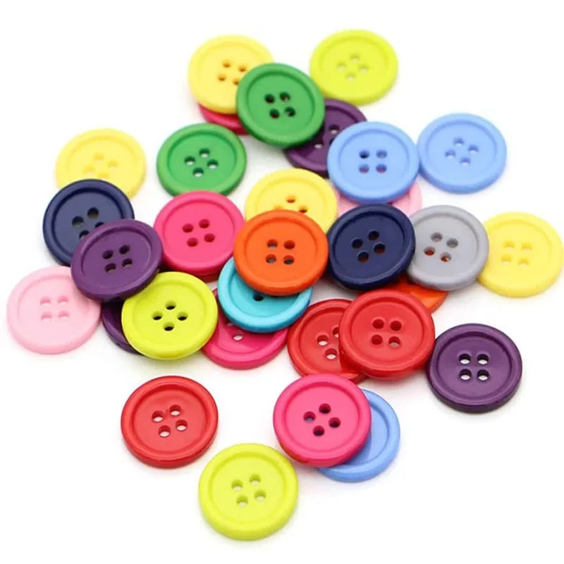 100PCS Colorful Mixed Resin Buttons Rotundity Household Handmade DIY Sewing Supplies Clothing Accessories Material Bags TMZ