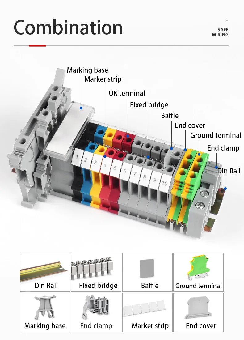 B1/B2 Marker Carrier 10Pcs Install DIN Rail Mounting NS 35 Rail for UK PT Universal Terminal Block Strips Quick Marking Label din rail terminal block