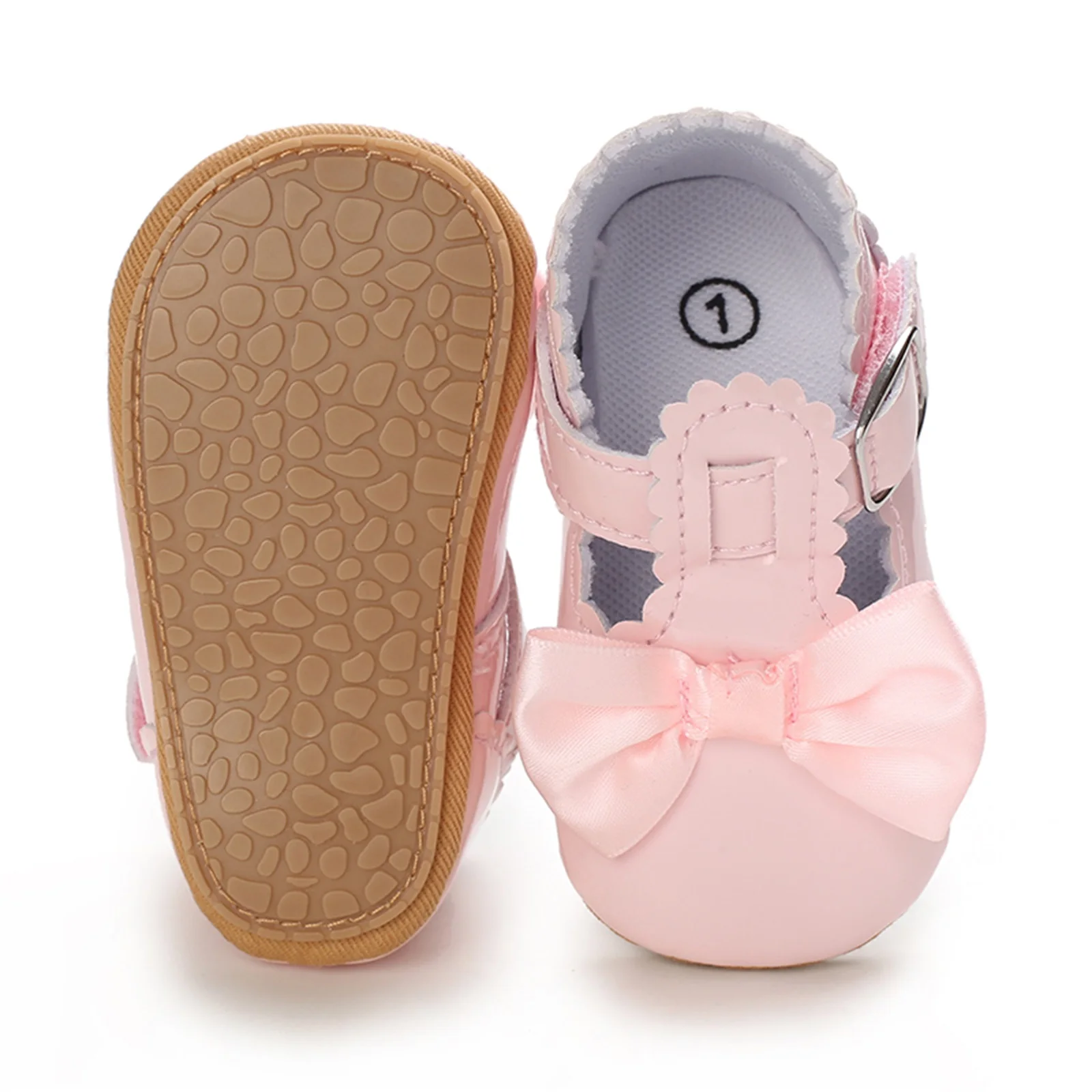Princess Baby Girls Shoes Soft PU Leather First Walker Cute Bow Non-slip Rubber Sole Crib Shoes Toddler Infant Moccasins Shoes 6