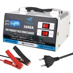 High - Power Automatic Battery Charger for Lead Acid Batteries - Fast Charging with EU Plug (Silver)