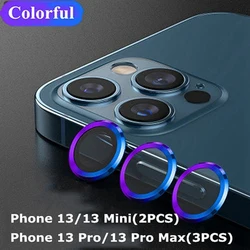 Diamond Glitter Lens Protector with Tempered Glass and Metal Ring - iPhone 13 Mini (Colorful)