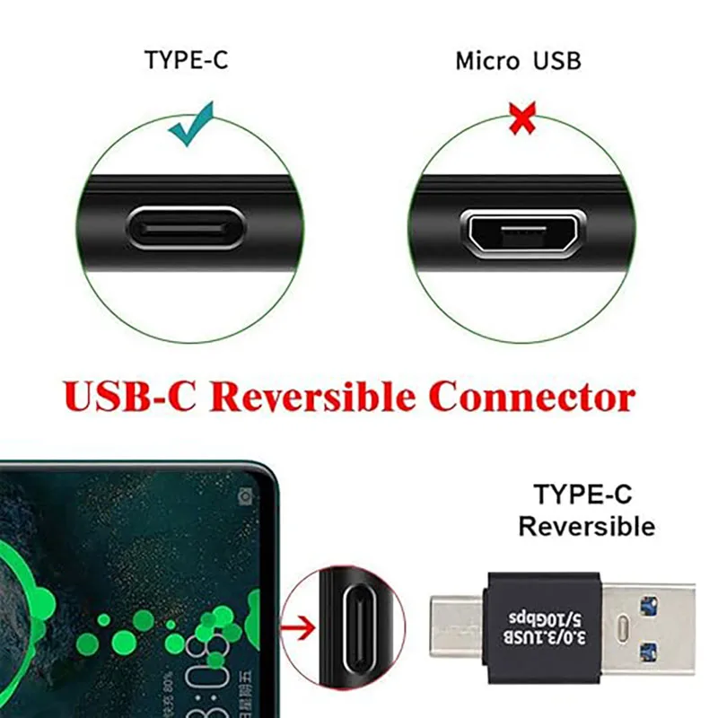 (3개입, 블랙 모델) USB-USB C 어댑터, USB-USB 어댑터 (남성-남성, 여성-여성)