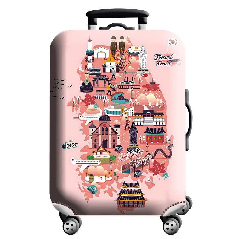 thumbnail image 1 of Funda protectora de equipaje con diseño de mapa del mundo, elástica y gruesa, con cremallera, para maletas de 18 a 32 pulgadas, fundas para carrito, accesorios de viaje, 1 of 5