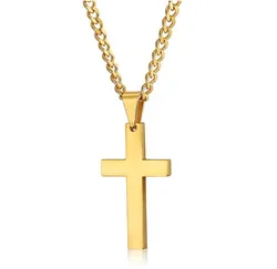 Elegant Cross Pendant Necklace with 24 - Inch Gold and Silver Chain - Fashionable Faith - Inspired Jewelry Gift (Gold)