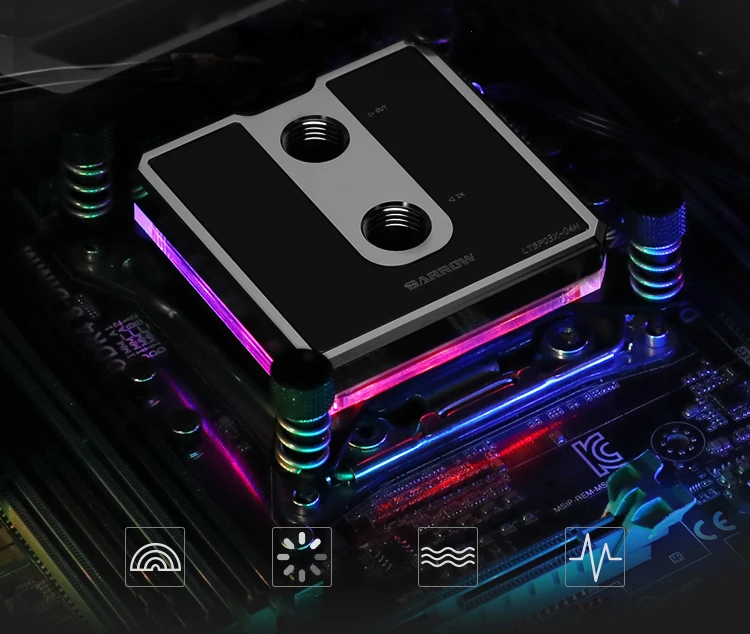 Barrow Cpu Water Block Use para Intel Lga1150 1151 1200 1700 Soquete Pom Latão Metal Topa-rgb Luz Compatível 5v Gnd 3pin - Imagem 5