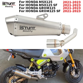 Slip On For Honda GROM125 MSX125 SF GROM 125 2021 - 2023 Motorcycle Exhaust Escape Moto System Modified Mid Link Pipe Muffler