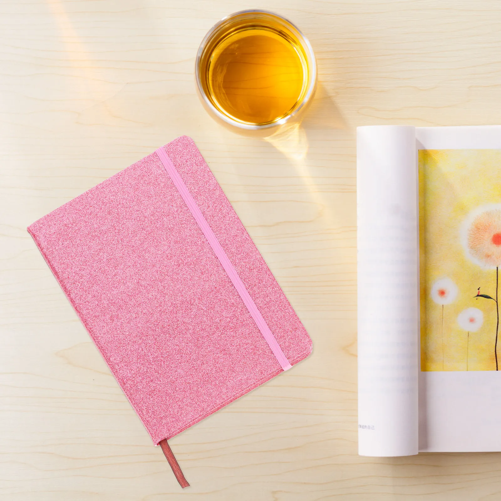 하드커버 글리터리 A5 노트, 탄성 밴드형, 펼침형, 방수, 반짝이 저널, 여행,..