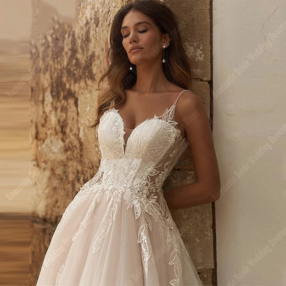 Exquisite  Women Wedding Dresses Sweetheart Collar Lace Appliques Bridal Gowns Mopping Length Ball Vestidos De Novias Customized 4