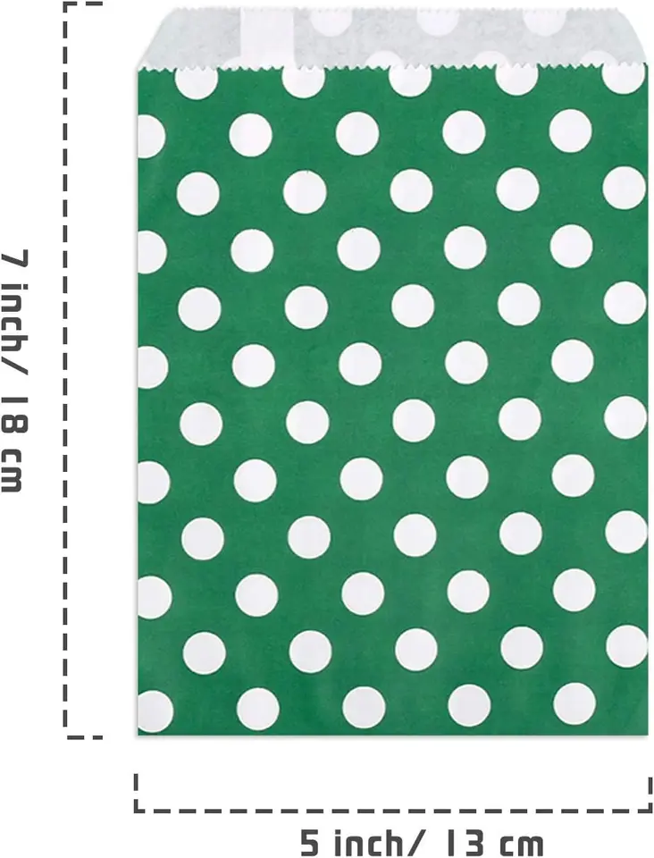 100 Christmas Treat Bags - Red & Green Holiday Goodie Bags For Candy, Cookies & Party Favors (5x7 Inches)