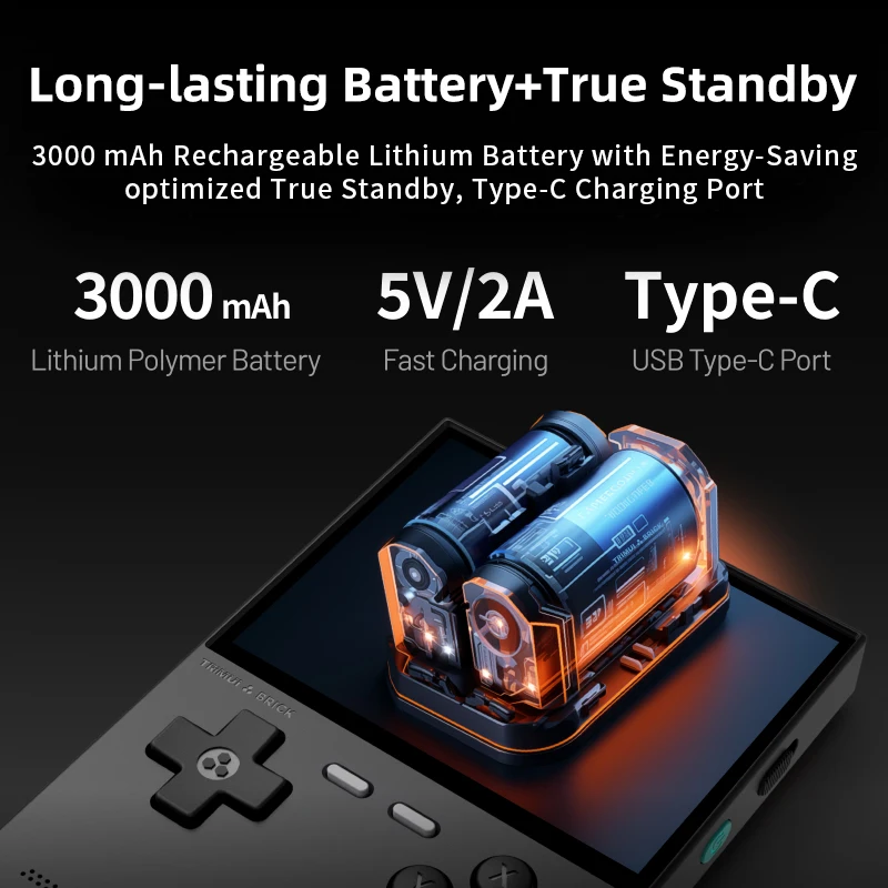 TRIMUI BRICK Handheld Game Console 3.2'' IPS Screen Linux System Trimui UI Metal Back Panel Key LED Lighting Free Keycap Gifts