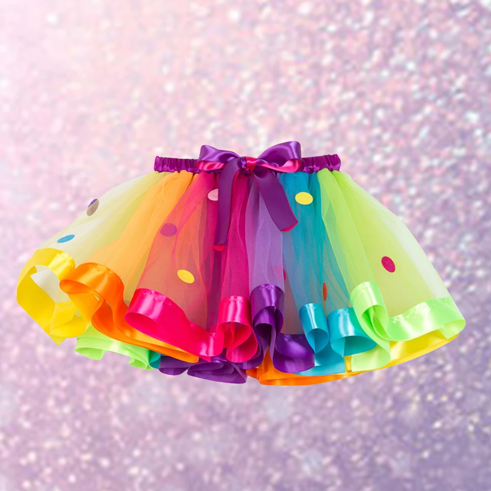 Girls Elastic Waist Rainbow Tutu Skirt with Big Bowknot Party Dress up Tulle Skirt(-RT077 S) Midiskirt for kids ballet tutu skirt children skirts