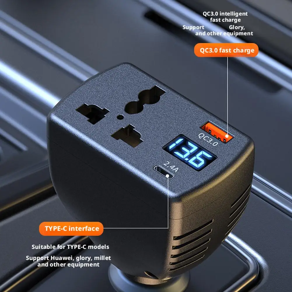 Nuevo Inversor montado en vehículo de 12V/24V a CA 220V, inversor de corriente multifunción para coche con pantalla, car