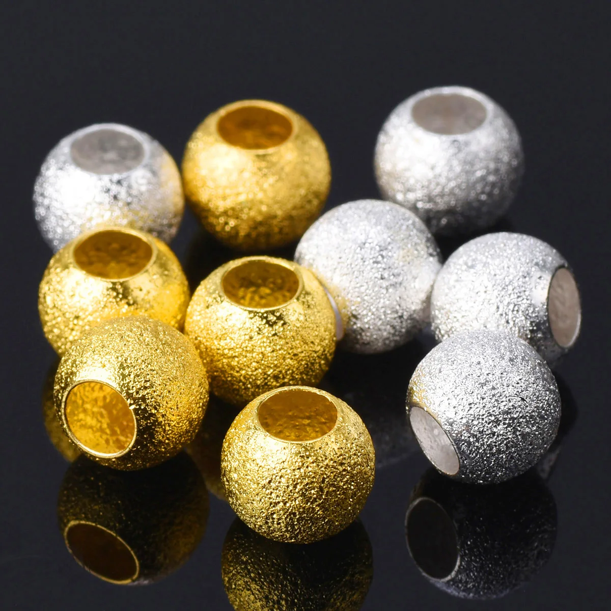 Brushed Silver Sphere Beads for Jewelry Making