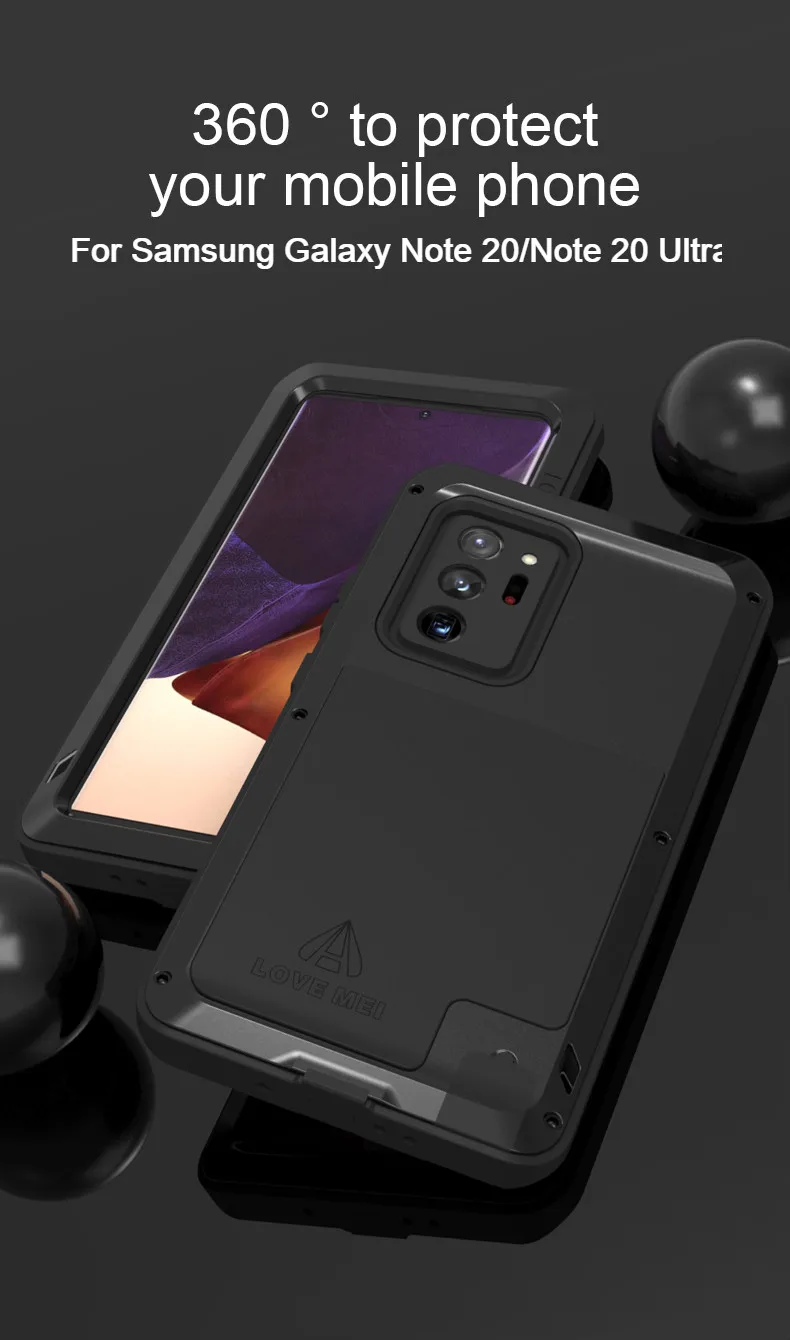 

Новый мощный чехол для телефона Samsung Galaxy Note 20, ударопрочный и грязеотталкивающий водонепроницаемый металлический армированный чехол для Note 20