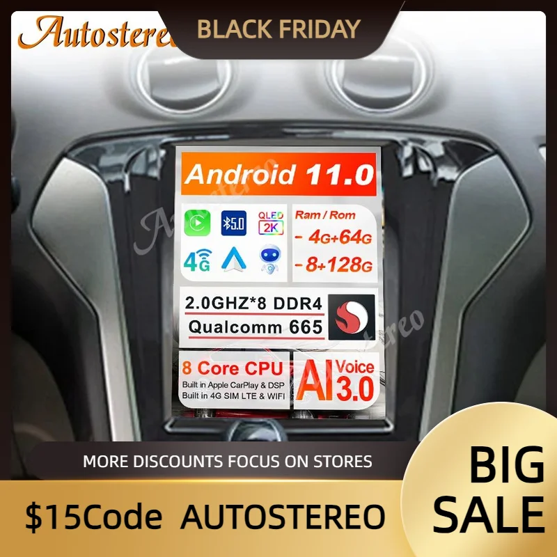

Автомобильный GPS-навигатор Android11 128 для Ford Mondeo Fusion MK4 2011- 2013, автомобильный Головной блок, мультимедийный плеер, радио, магнитофон Navi