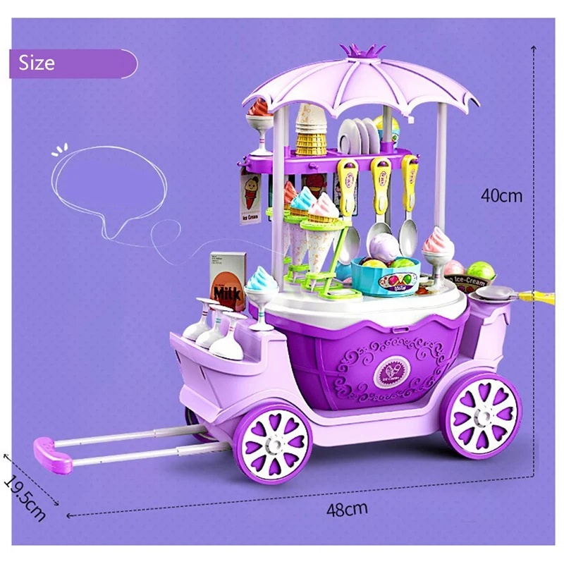 New-A28M-Ice Cream Shop Toys For Kid-Toddler Ice Cream Maker And Store Cart Pretend Playset Scoop And Learn Edutational Toy