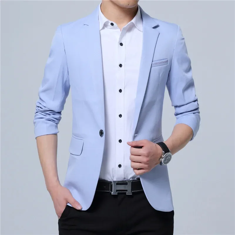 

2024 New Fashion Spring Autumn Casual Men Blazer Cotton Slim England Suit Blaser Masculino Male Jacket Blazer Men Size M-5XL