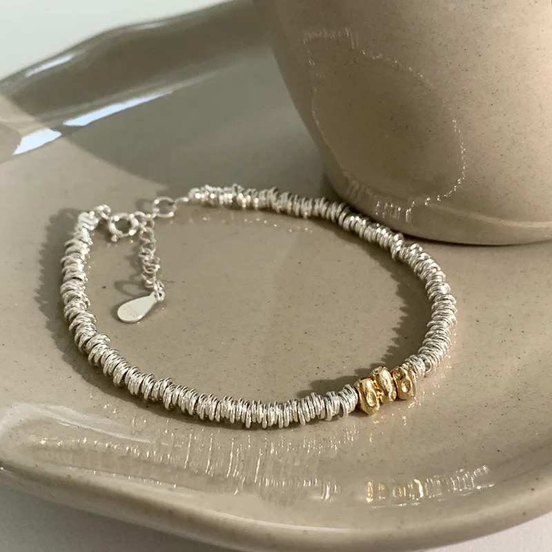 

New 925 Silver Gold Color Geometric Beads Adjustable Punk String Bracelet For Woman Girl Fashion Jewelry Gift Dropship Wholesale