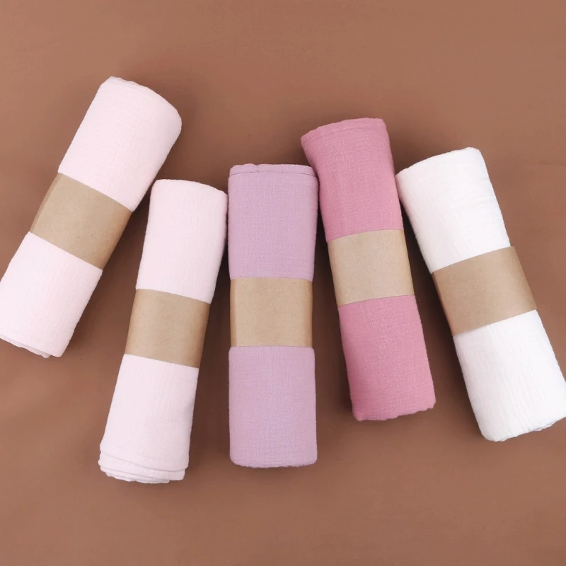 120×120cm Muslin Swaddle Crinkle Cotton Gauze Ruffle Baby Burp Cloths Baby Blanket Throw Blanket Muslin Diapers Babi Bath Towel 3