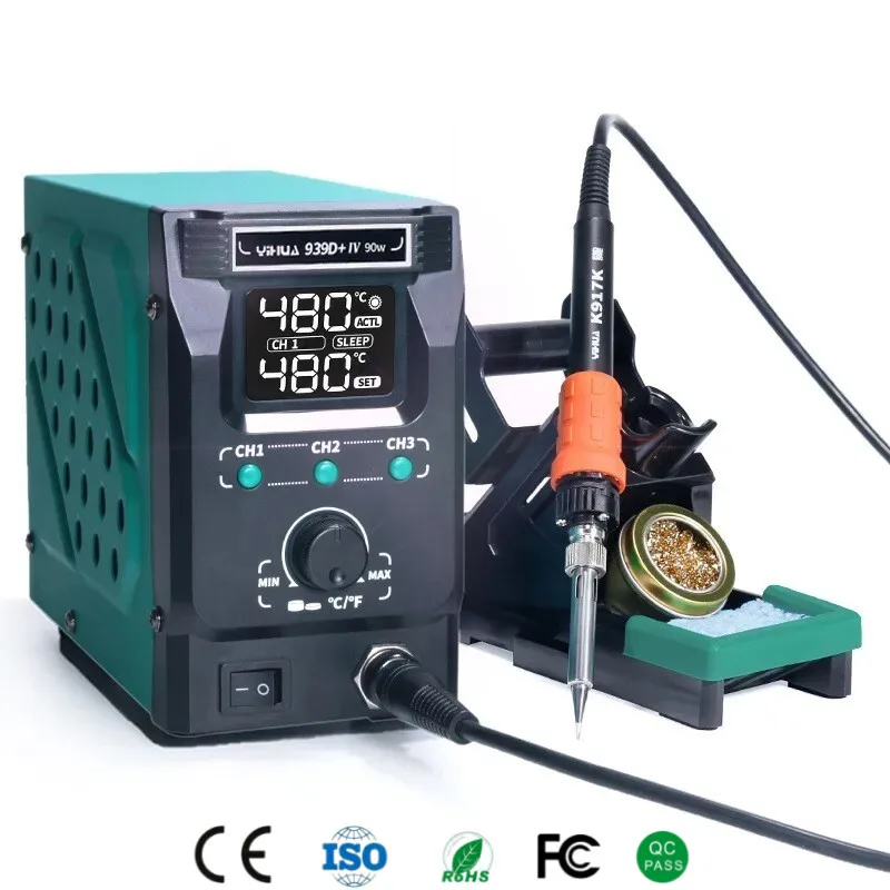 Station De Soudage YIHUA 939D+ IV 300W - Température Réglable 200-480°C - 3 Pointes Incluses - ESD Safe