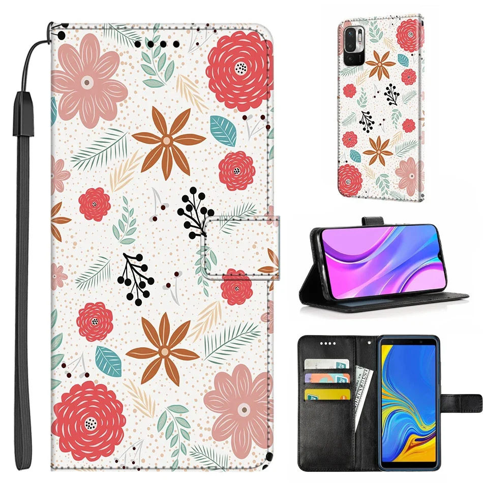 Luxury Leather Flip Case Wallet with Stand and Artistic Design