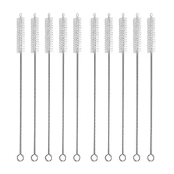 Eco - Friendly Reusable Straw Cleaning Brush Set - Stainless Steel with Soft Bristles (10pcs)