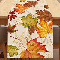 Fall Maple Leaves Linen Table Runners Party Decor Autumn Thanksgiving Harvest Dresser Scarf Holiday Kitchen Dining Table Decor 1