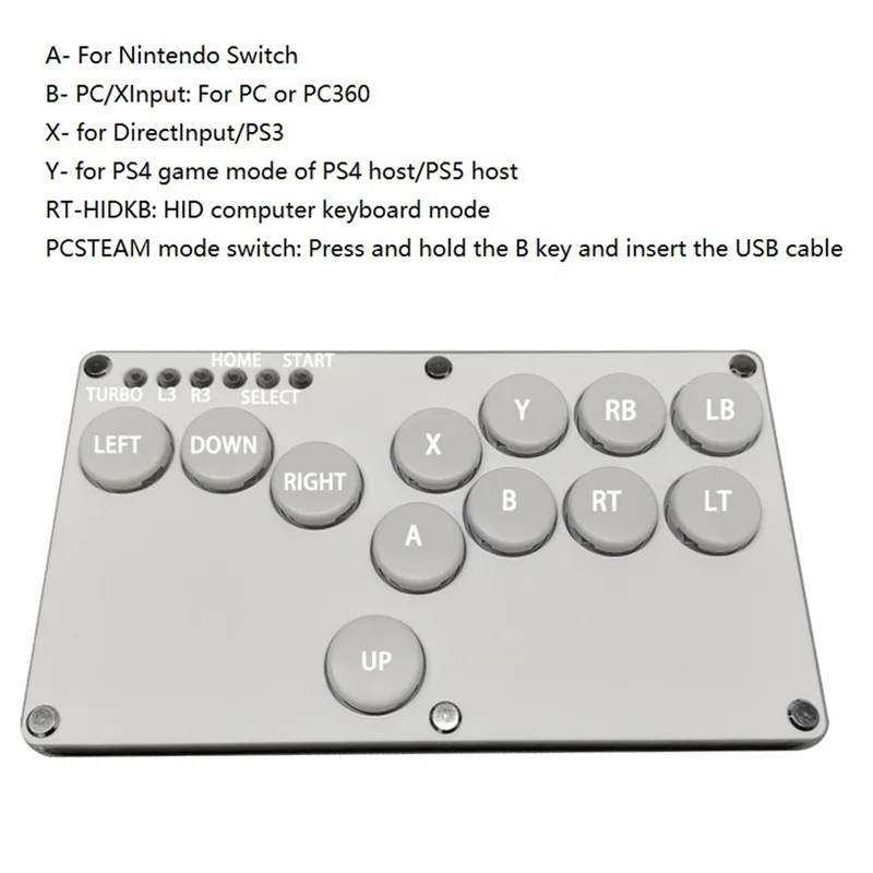 AC57-플랫박스 히트박스 아케이드 격투 게임 인코더 컨트롤러 Xinput/Dinput 미니 히트박스 콘솔 (닌텐도 스위치/PS3/PS4 호환)