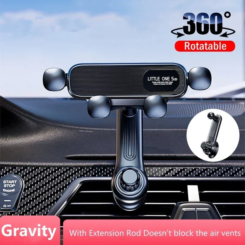 2024 New 360Â° Rotation Gravity Car Phone Holder Air Vent Clip Navigation Stand Telescopic Air Outlet Phone Support for 4.7-7 inc