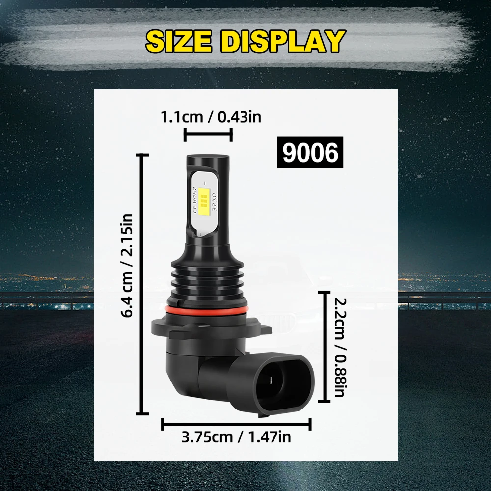 2X 12V 20000LM 자동차 전면 안개등 HB4 9006 LED 안개등 90W 플러그 앤 플레이 6000K 백색 (도요타 코롤라 2005 2006 2007 2008년)