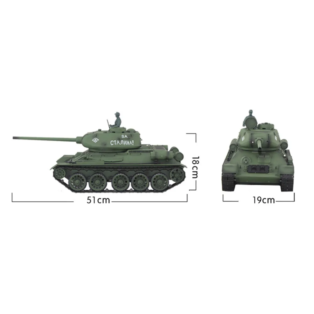 2.4G HENG LONG 1/16 Scale 7.0 Plastic Ver Soviet T34-85 RTR Army RC Tank Model 3909 Engine Proportion Smoke BB Shoot TH17764 3