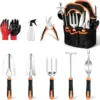 17553-7f007e.jpg 9-Piece Stainless Steel Garden Tools Set with Storage Bag, Heavy Duty Rust Resistant Hand Utensils Kit for Gardening, Gift for