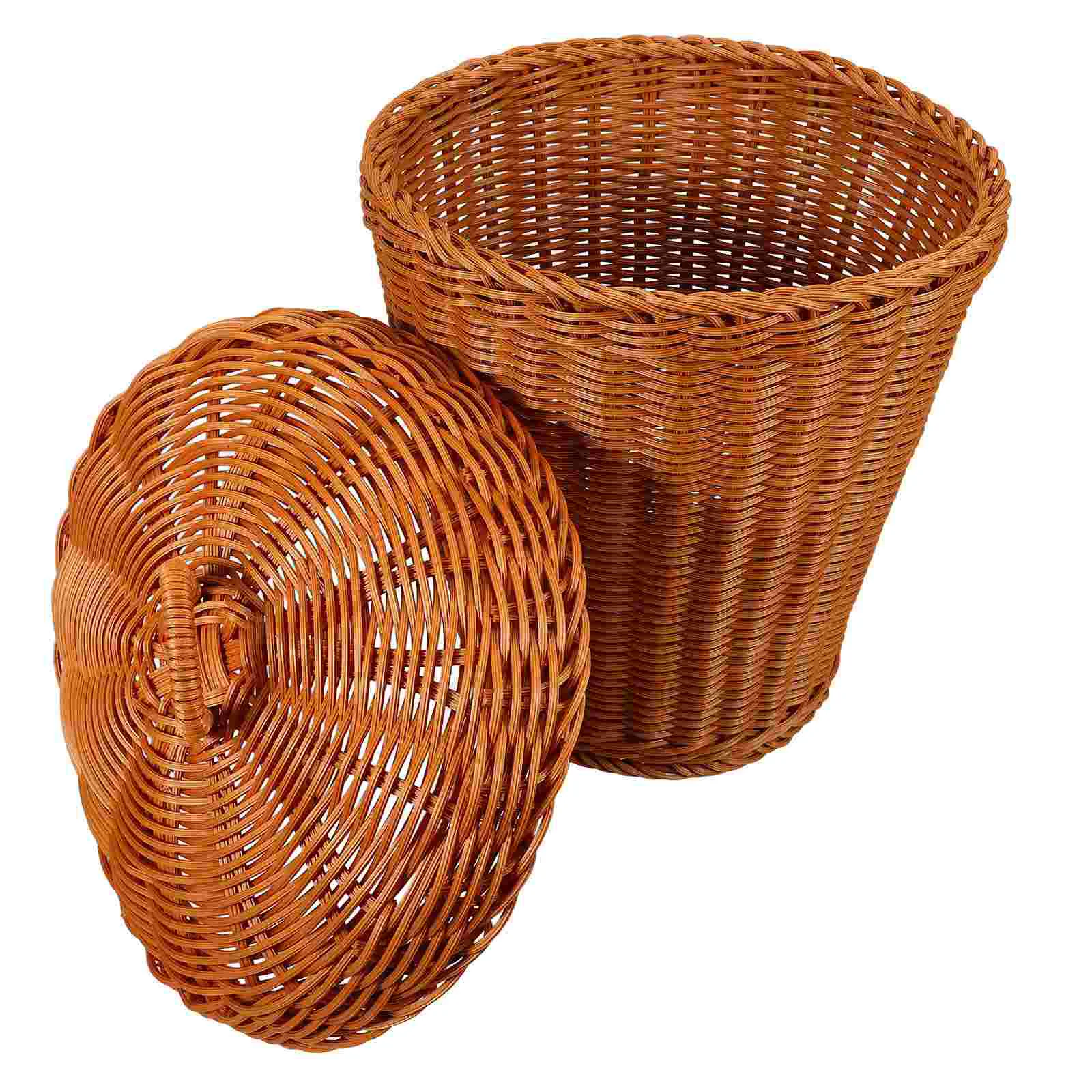 

Zero Rattan Wicker Trash Can Lid Woven Storage Basket Wicker Waste Basket Small Trash Can Garbage Cans Laundry Hamper Flower