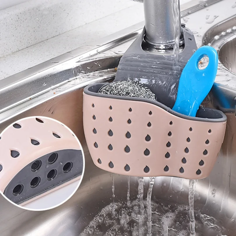 Kitchen Sink Holder Hanging Drain Basket Adjustable Soap Sponge Shelf Organizer Bathroom Faucet Holder Rack Kitchen Accessories - 4