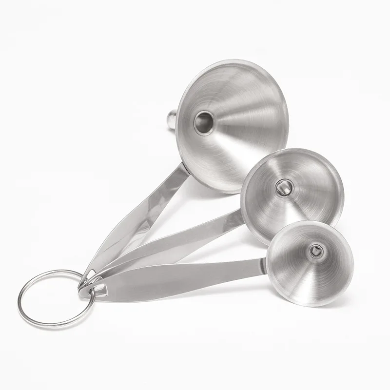 Stainless Steel Funnel Kitchen Funnel 3 Pcs/Set Stainless Steel Mini Funnels Oil Vinegar Spice Essential Oil Filling Multipurpose Bar Kitchen Supplies