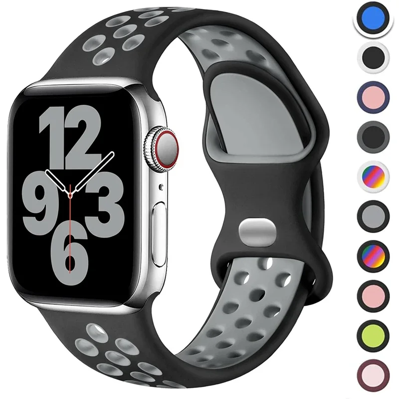 

Ремешок для Apple Watch Band 44 мм 49 мм 45 мм 40 мм 41 мм 38 мм 42 мм, Воздухопроницаемый спортивный браслет correa для iwatch series 8 SE 7 6 5 9 Ultra
